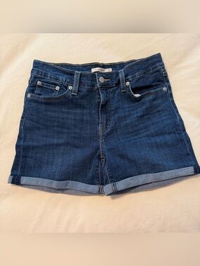 Dark Blue Denim Roll-Cuff Women’s Shorts